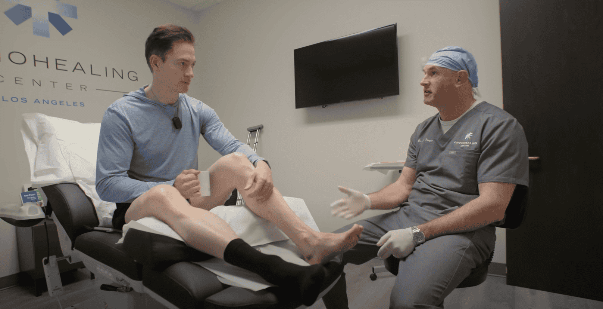 Longevity visionary and entrepreneur Bryan Johnson treats his broken ankle at Orthohealing Center
